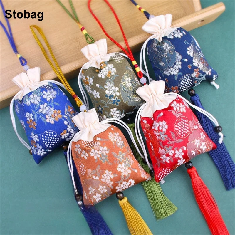 

StoBag 20pcs Wholesale Chinese Sachet Hanging Bag Silk Cotton Drawstring Gift Jewelry Package Storage Pocket Reusable Pouches