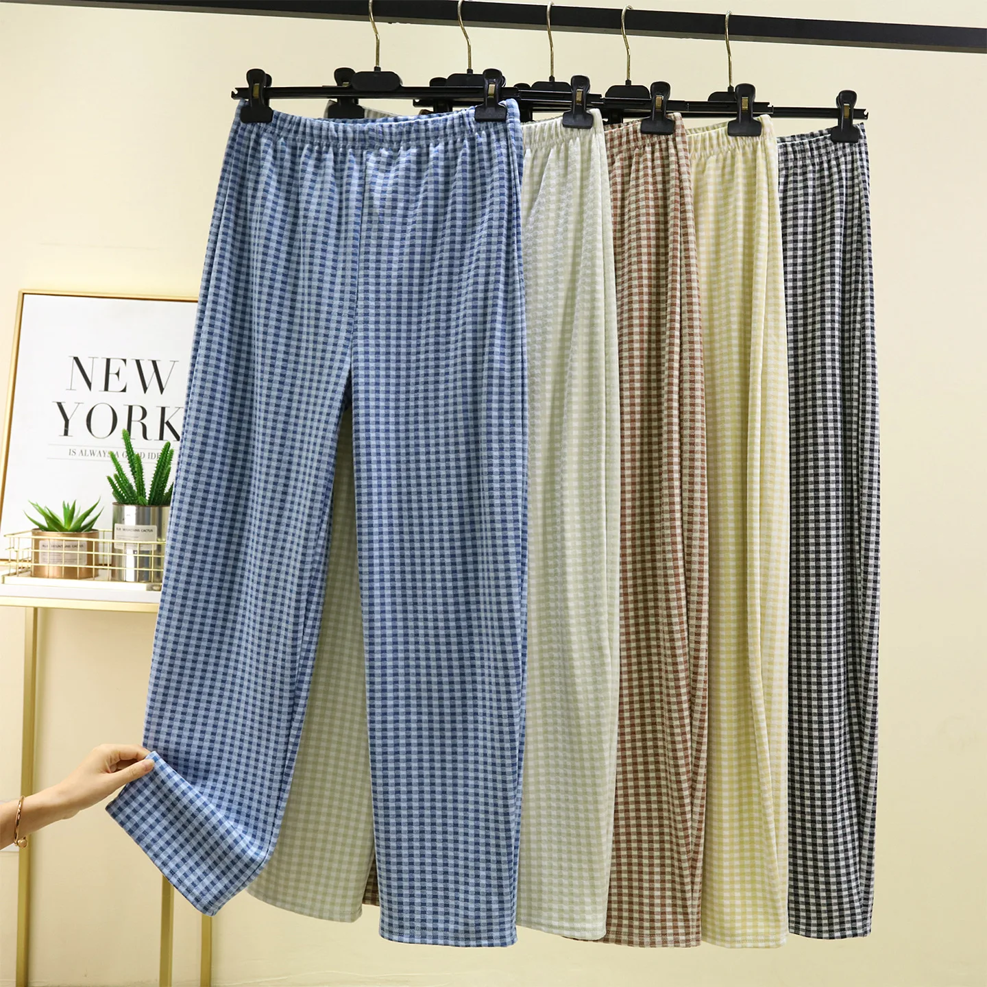 

Thiened Flannel Men's Plaid Pants Winter New Sle Casual Straight Leg Spwear Warm Home Leisure Trousers Korean Sle