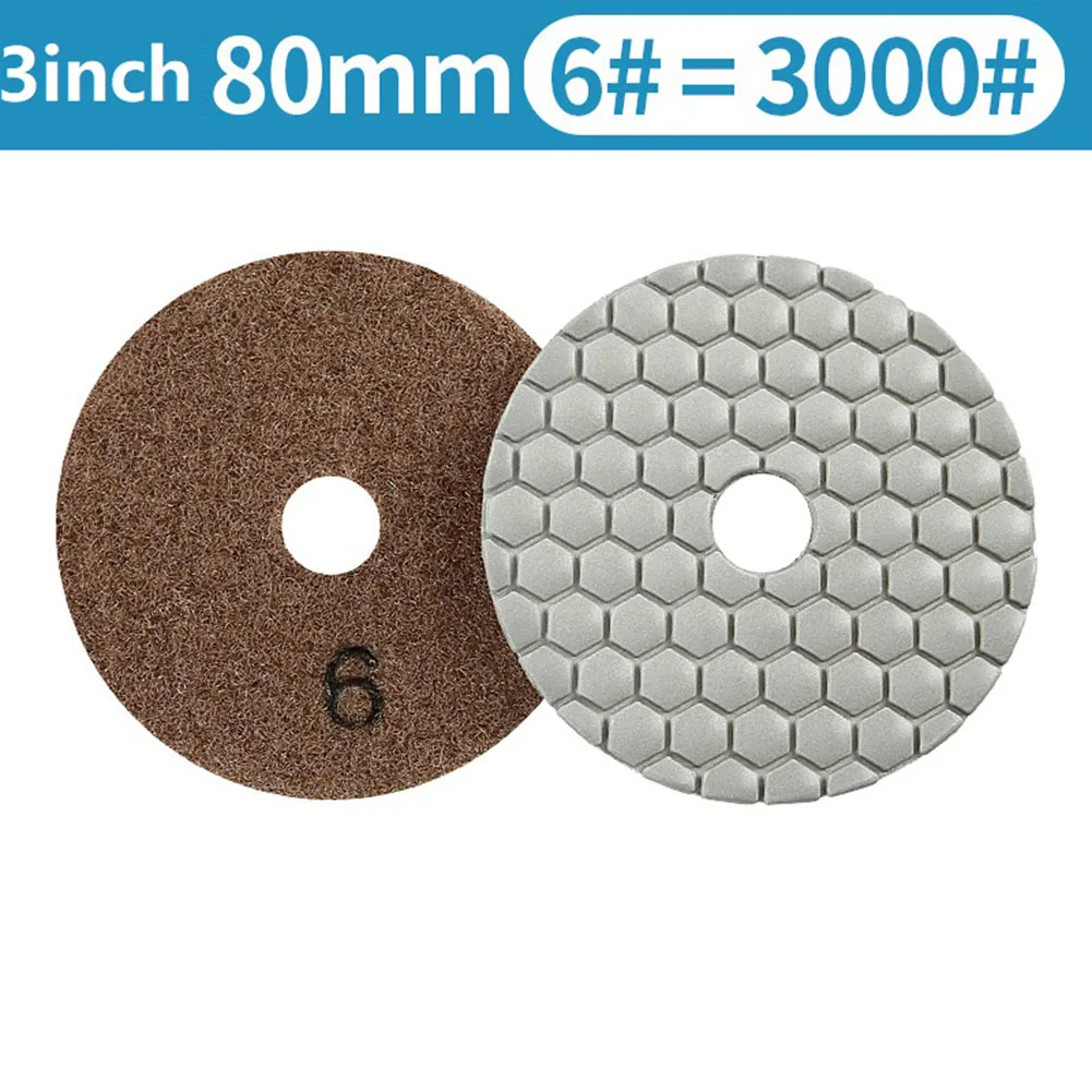 Diamond Dry Polishing Pad 50-3000Grit Flexible Grinding Wheel 3Inch80mm Granite Marble Stone Concrete Sanding Disc Abrasive Tool