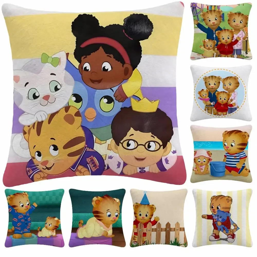 Cartoon Cute Kids D-Daniel Tiger's Neighborhood Cushion Cover Soft Plush  throw pillow Sofa Bedroom Living Room Car Dorm Gift