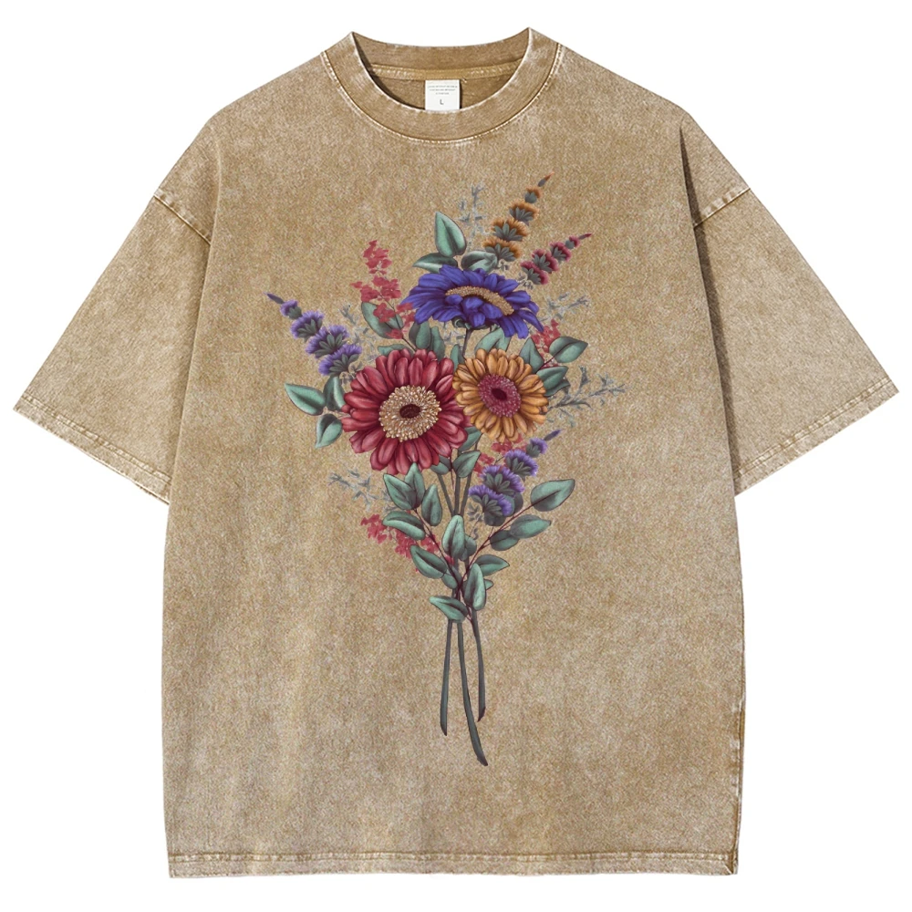 

Vintage Wash Unisex Cotton Tee - Customscool Abstract Y2K Print, Cute Core Staple for Jeans, Shorts Skirts