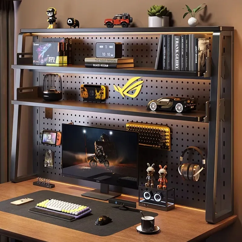 Desktop hole board rack e-sports wind desk transformation desk vertical multi-layer wrought iron