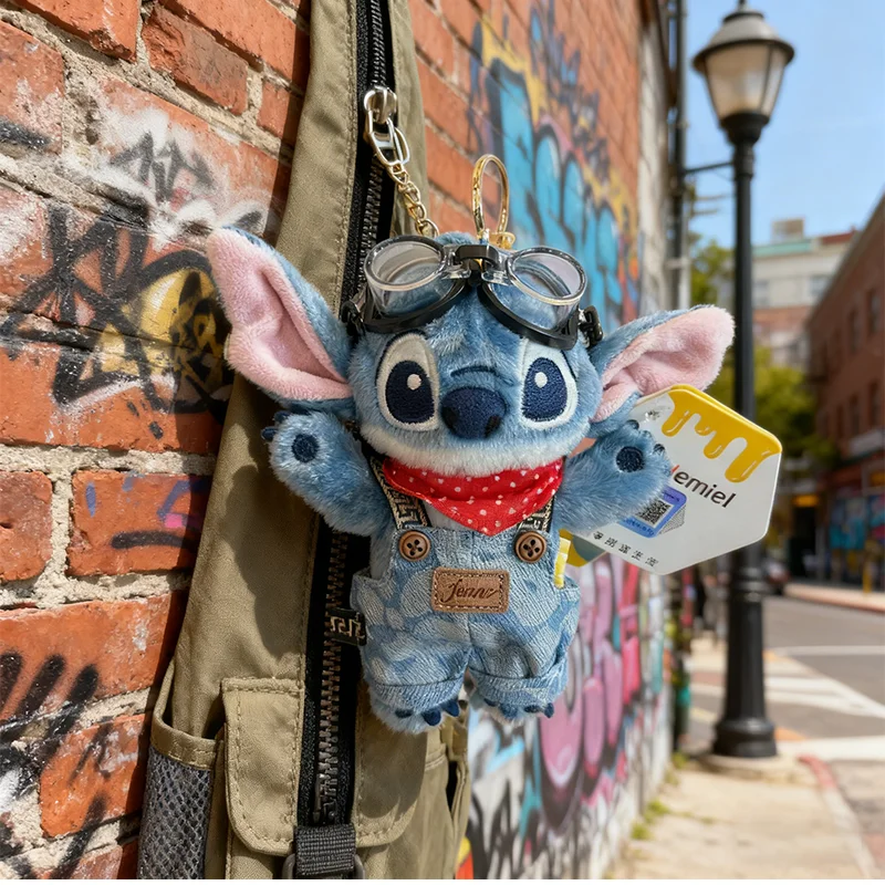 Novo disney dos desenhos animados anime lilo & stitch boneca de pelúcia mochila pingente chaveiro do carro bonito brinquedos de pelúcia presente aniversário das crianças