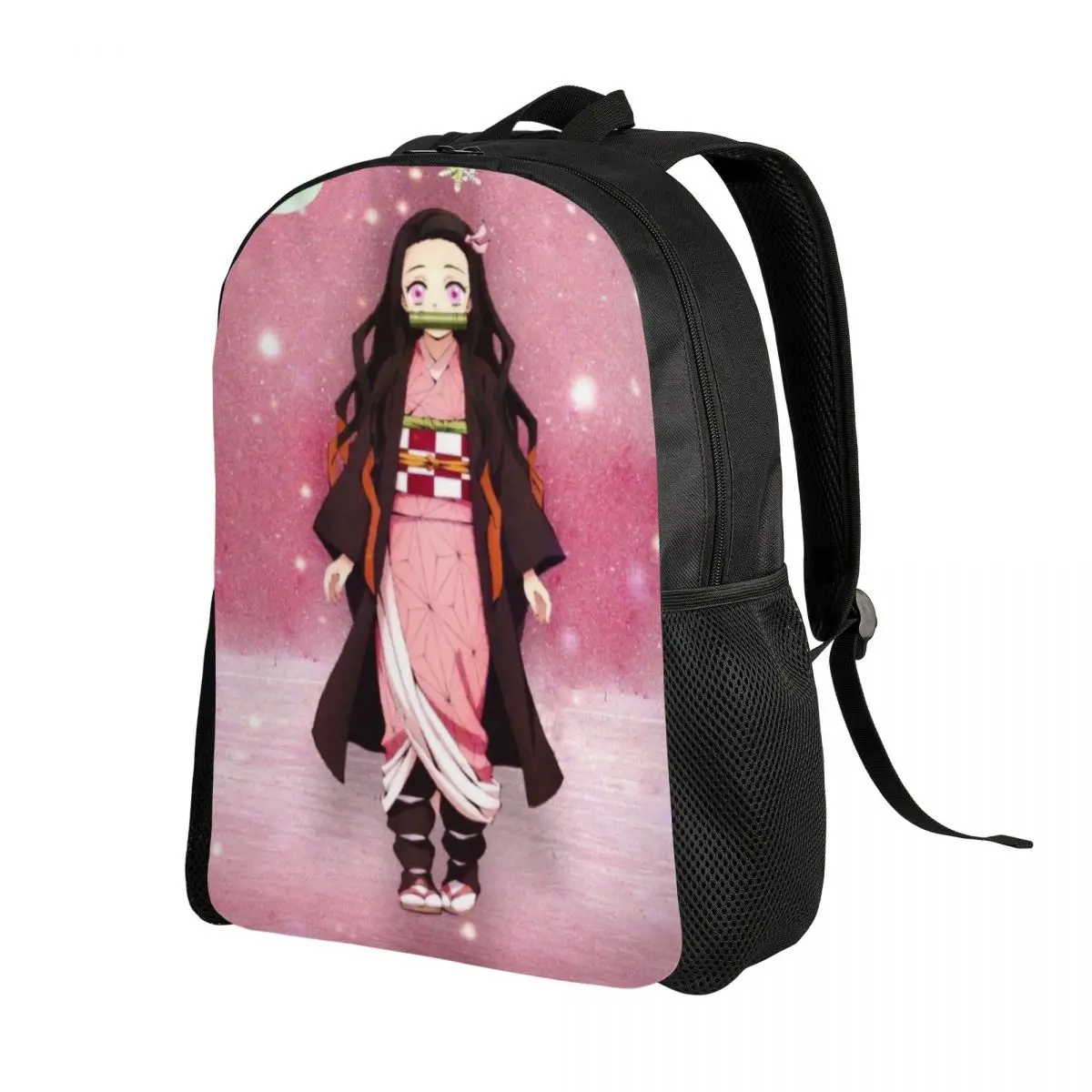 Mochila Nezuko Kamado para homens e mulheres, resistente à água, assassino de demônios, quimetsu no yaiba, estampa, bolsa de escola universitária