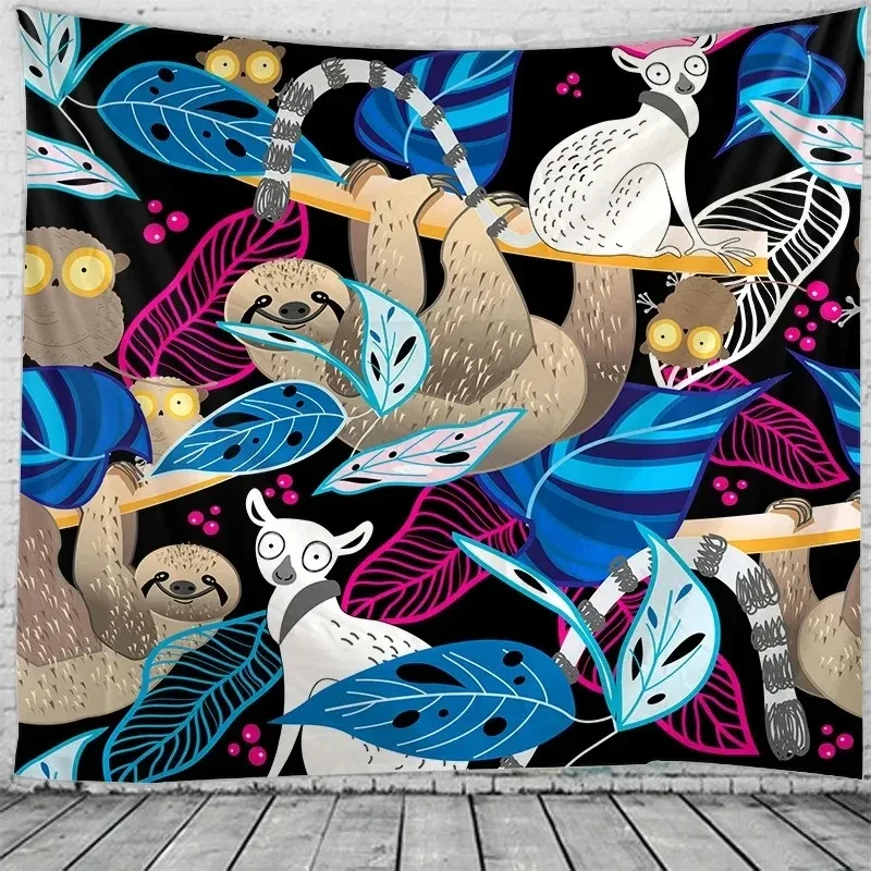 VIKAMA Pink Elephant Floral Black Tapestry Wall Hanging, 6 Designs, Wall Decor for Bedroom Living Room Dorm