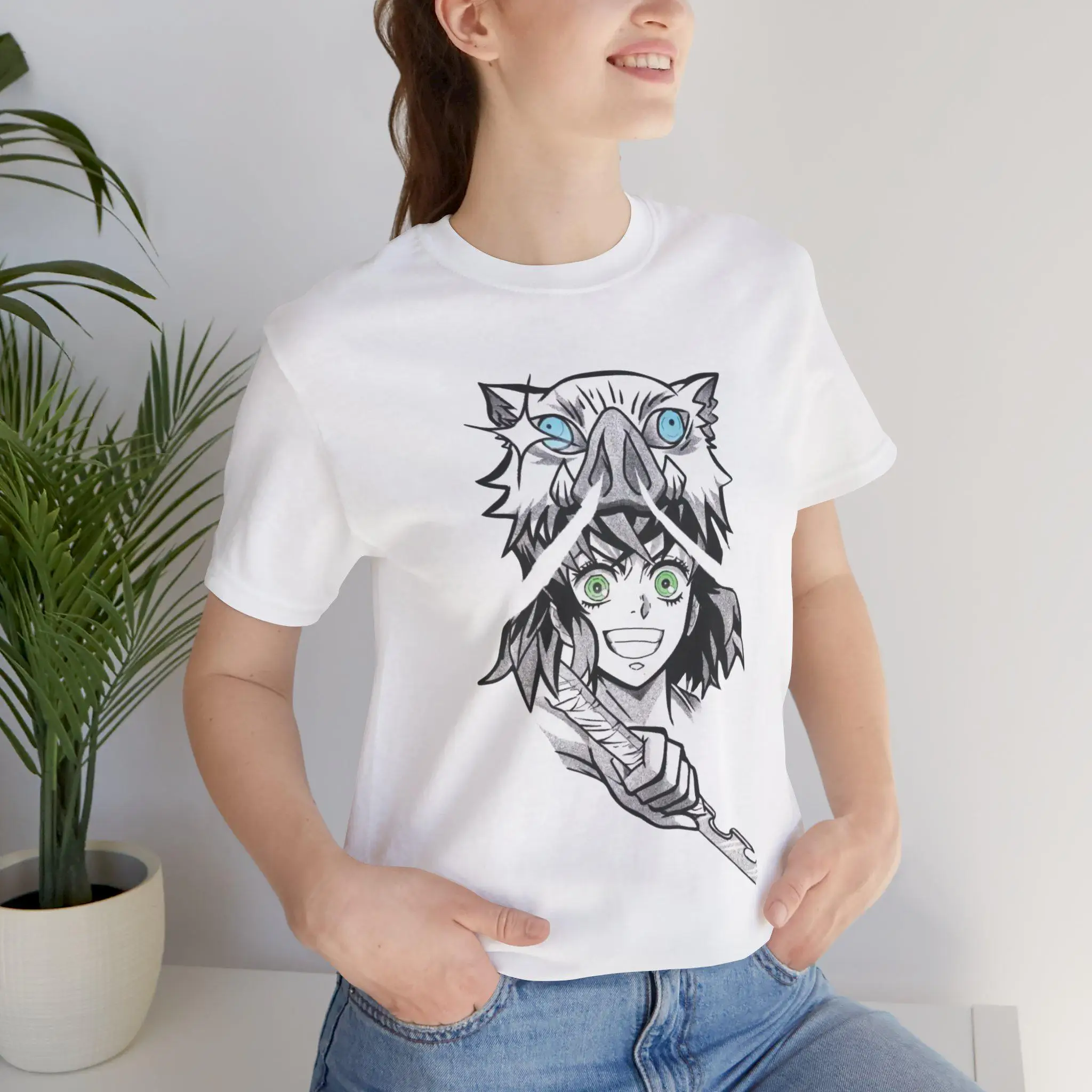 2026 Neujahr Inosuke Anime T-Shirt - Monster Breathing Manga Shirt - Bella, Herren Rundhals Kurzarm T-Shirt