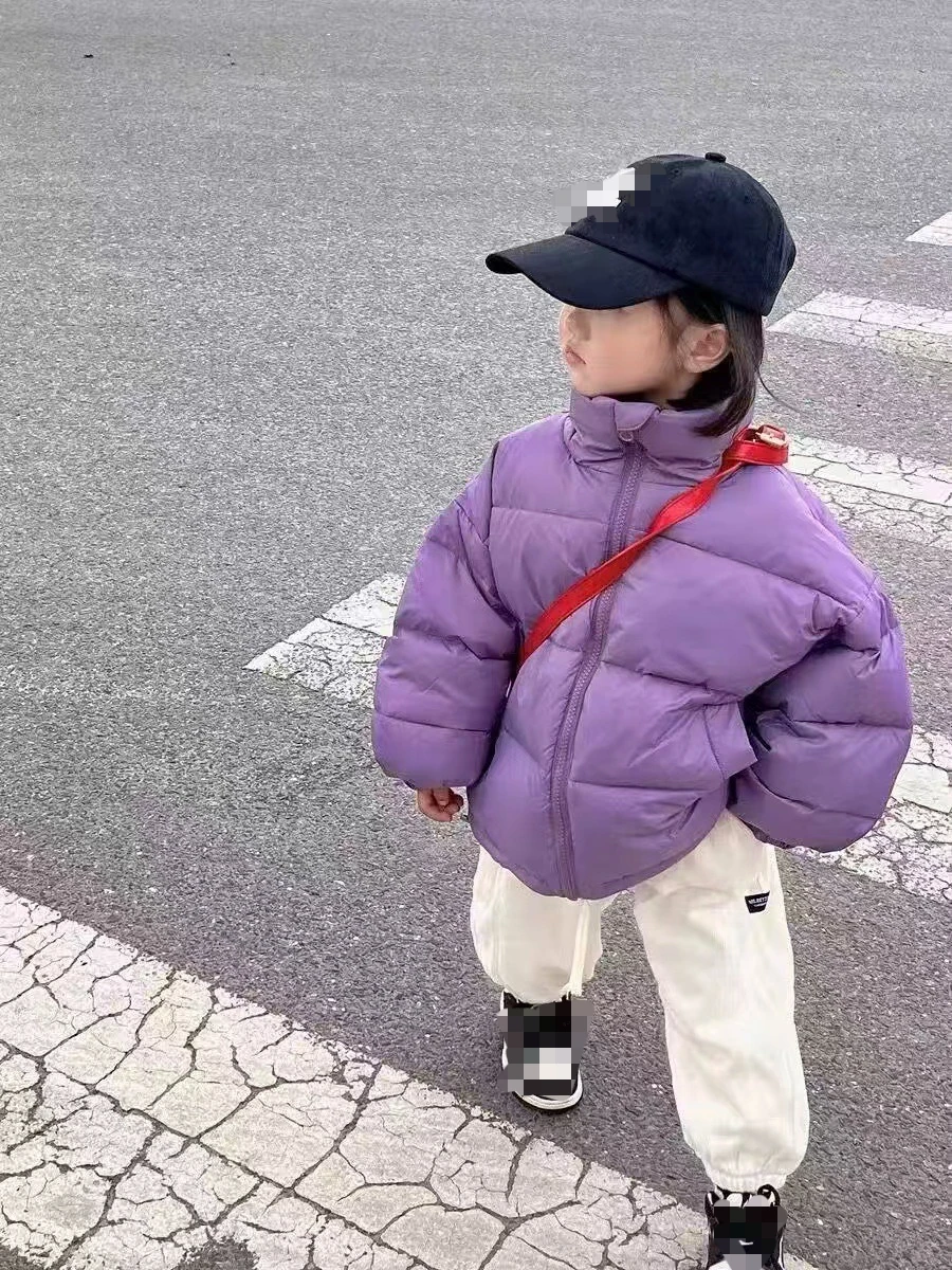 2026 Kids Coat Korean Style Jacket Short Boys Girls Baby Solid Color Outerwear Trendy Baby Winter Jacket