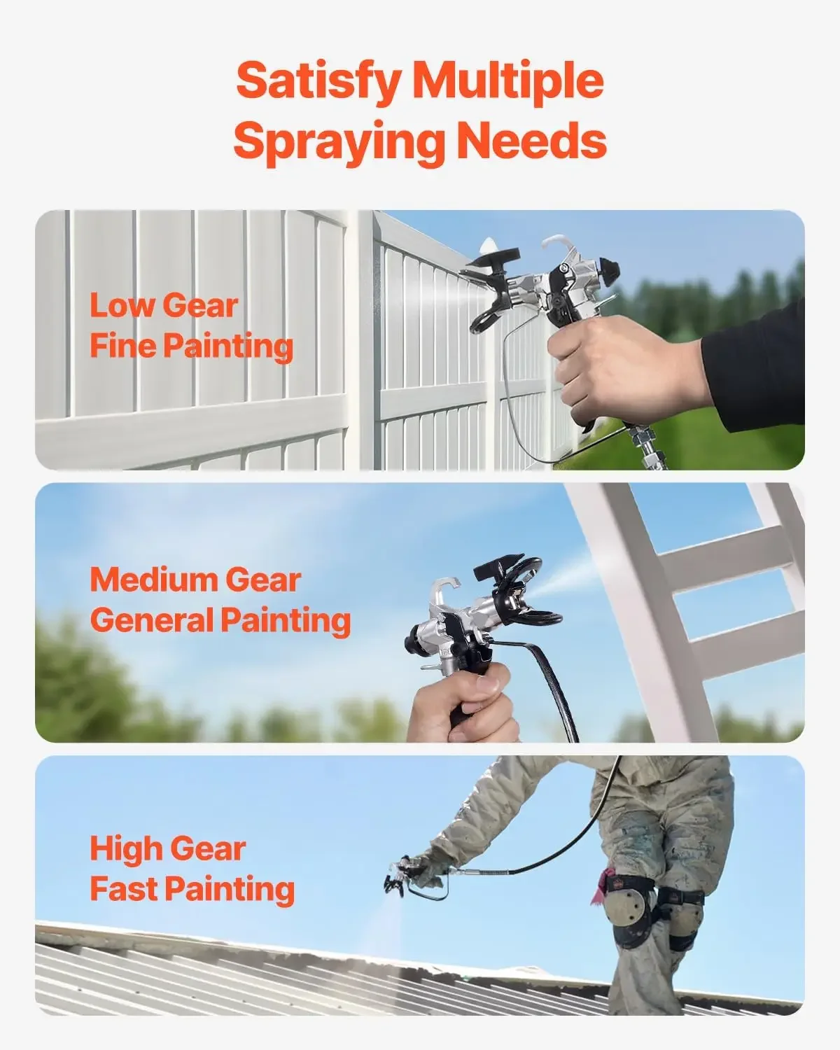 750W Stand Airless Paint Sprayer,3000PSI ประสิทธิภาพสูงไฟฟ้า Airless Sprayer พร้อมรถเข็น,สี Sprayers สําหรับภายในบ้าน