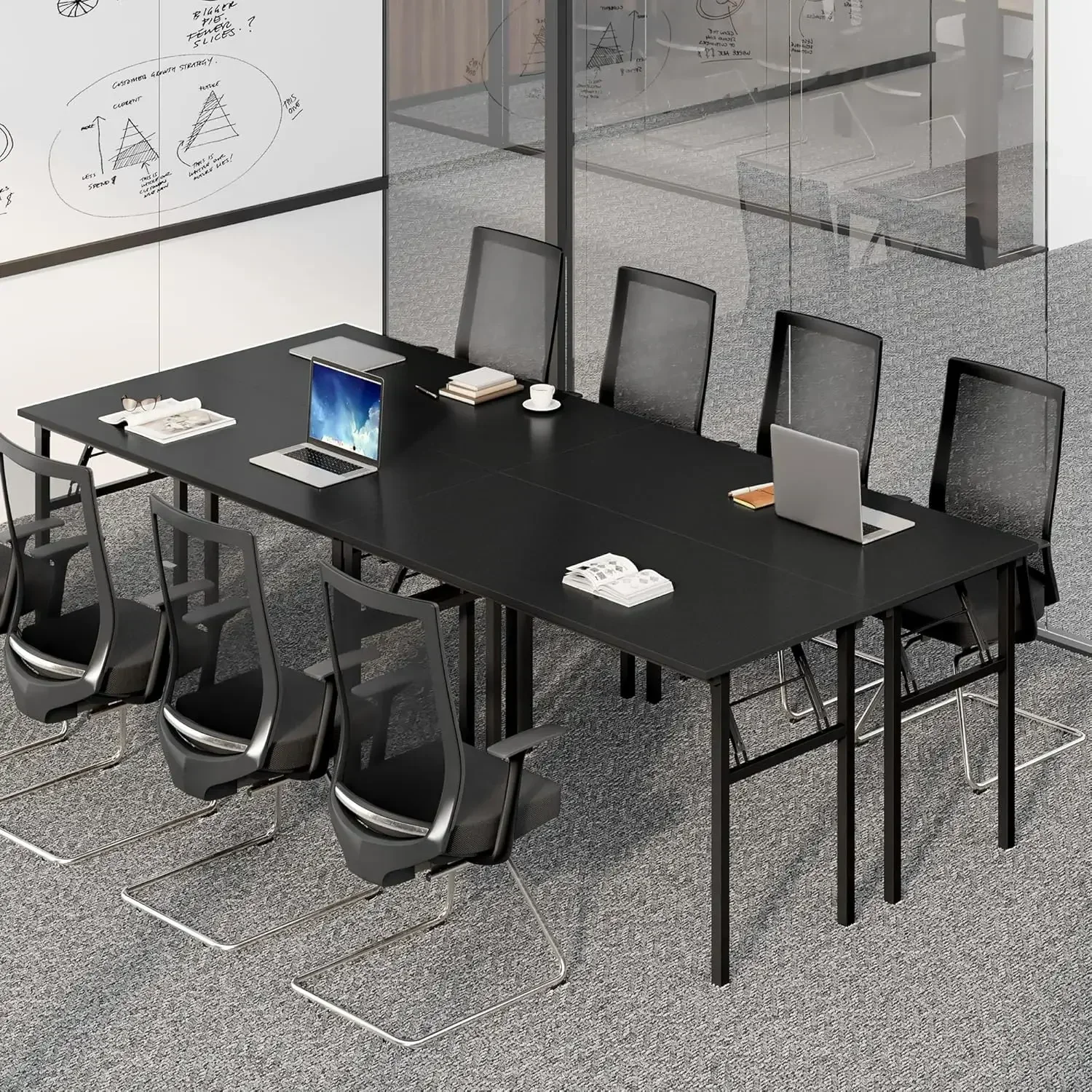 [Discounted Price, Hot Sale!]Home Office Desk - 60 Inches Large Computer Desk Sturdy Black Table Foldable Desk Gaming Computer T