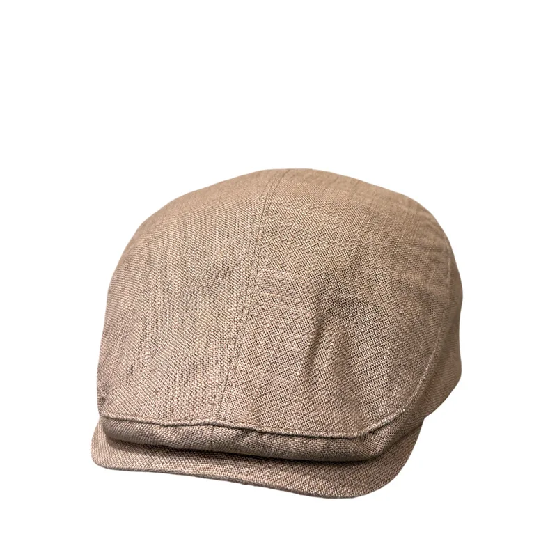 Neutral Linen Solid Color Duckbill Hat Summer Breathable Explosive Sunscreen Forward Cap Fashionable Retro Wide Brim Beret