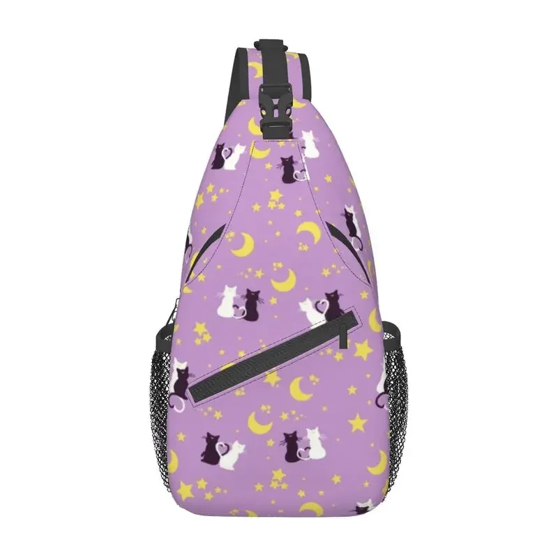 Personalizzato Anime Moon marsuits Sling Bag uomo Cool Moon Kitties spalla petto Crossbody zaino ciclismo campeggio Daypack