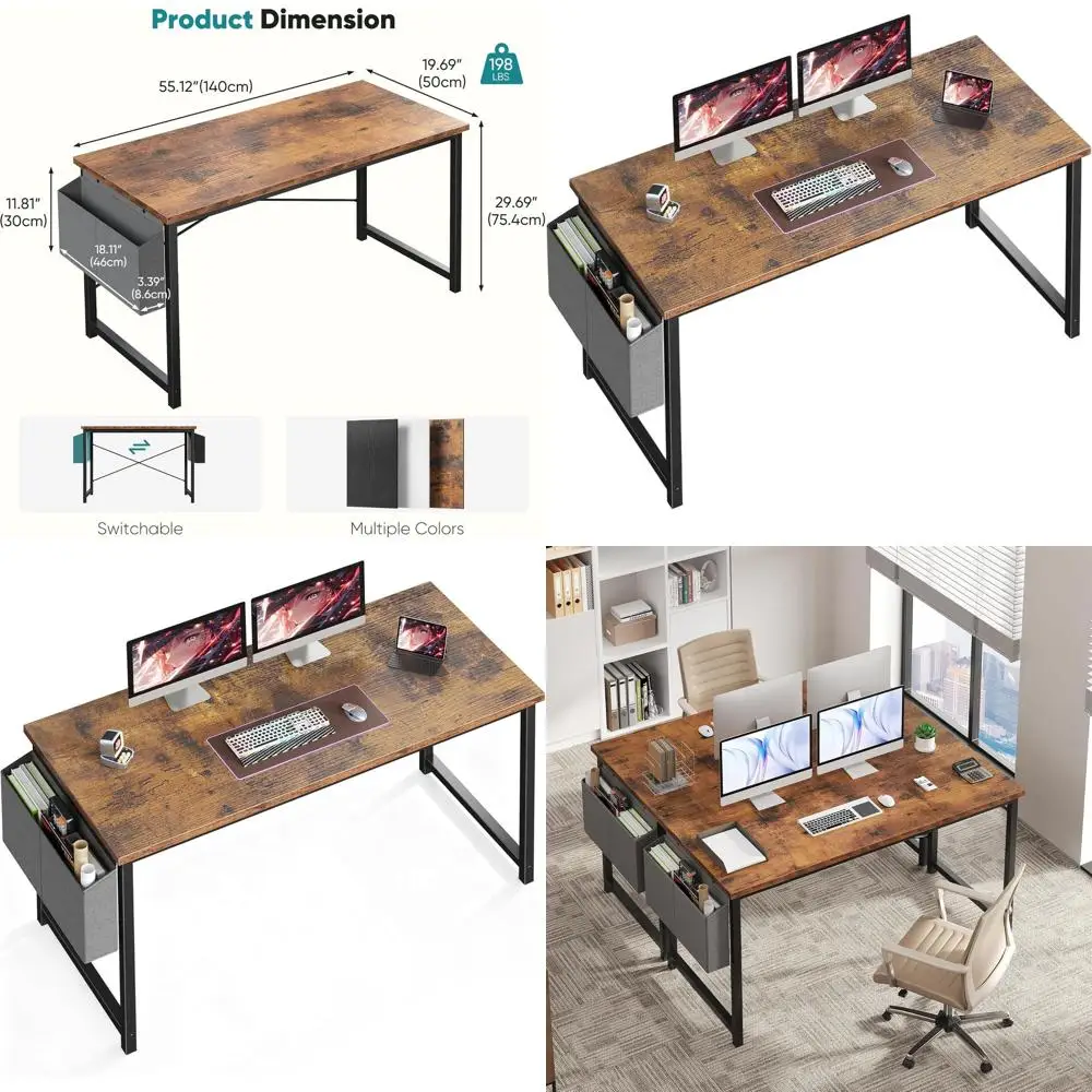 

Рабочий стол 55 Rustic Brown для дома и офиса: для компактных помещений, игр, письма, учебы, с местом для хранения, для спален