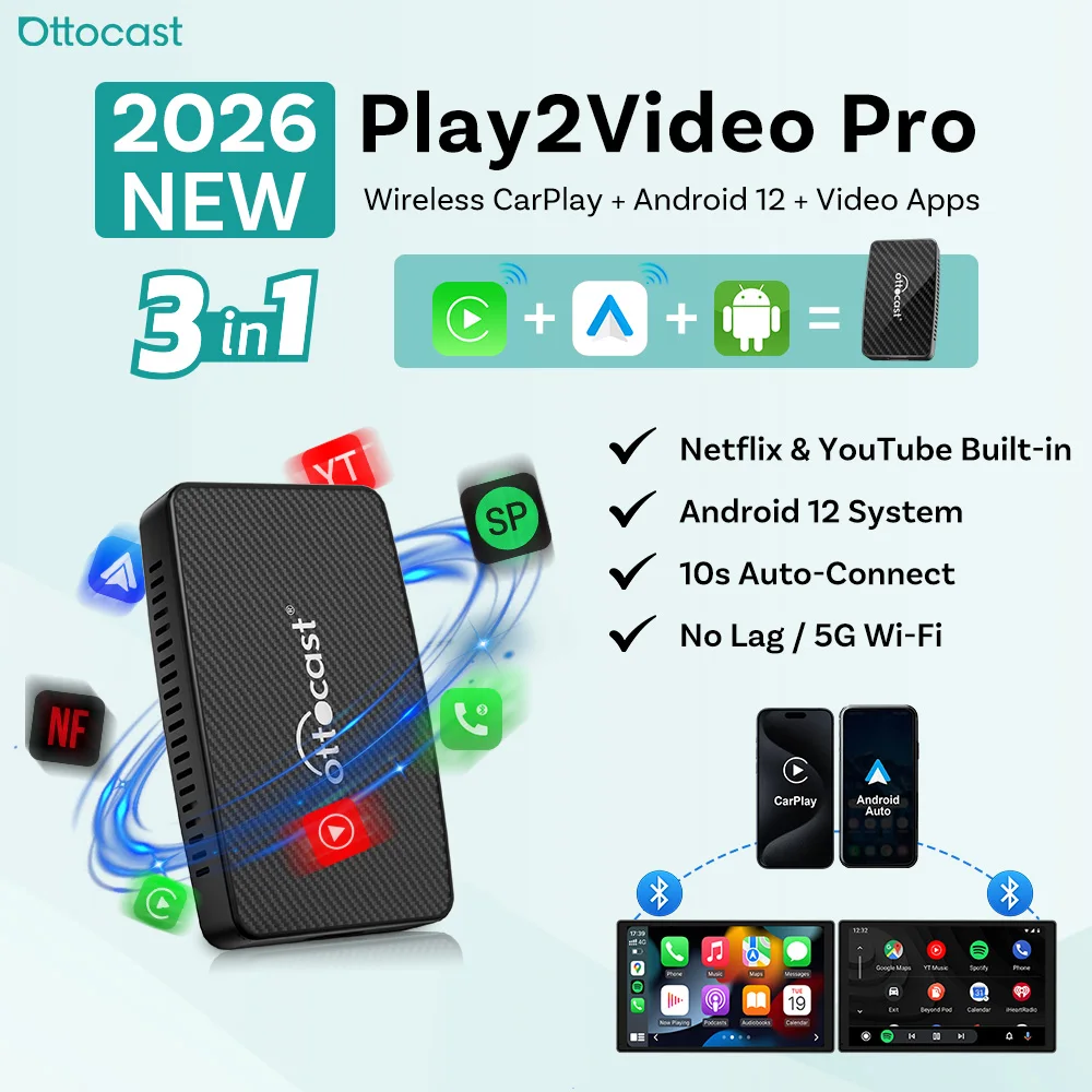 新型 Ottocast Play2Video Pro CarPlay Auto Amazon.com: OTTOCAST Play2Video Pro- Wireless CarPlay Android Auto