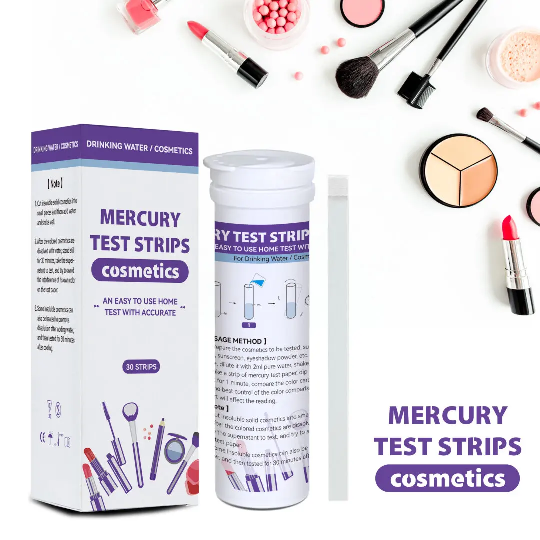 30PCS/Box Mercury Test Strips for Cosmetics & Water, Home Testing Kit, Quick & Accurate Detection of Hg in Beauty Products