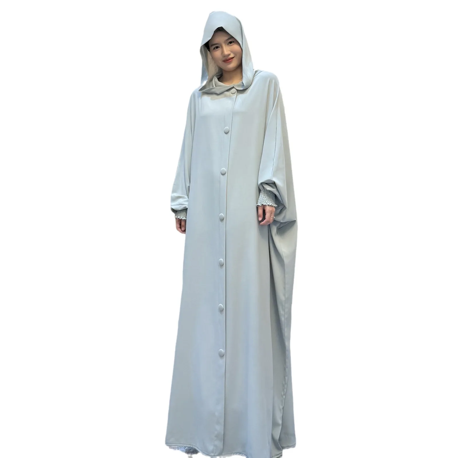 Everak-Robe musulmane pour femme, tenue de couleur unie, style Moyen-Orient