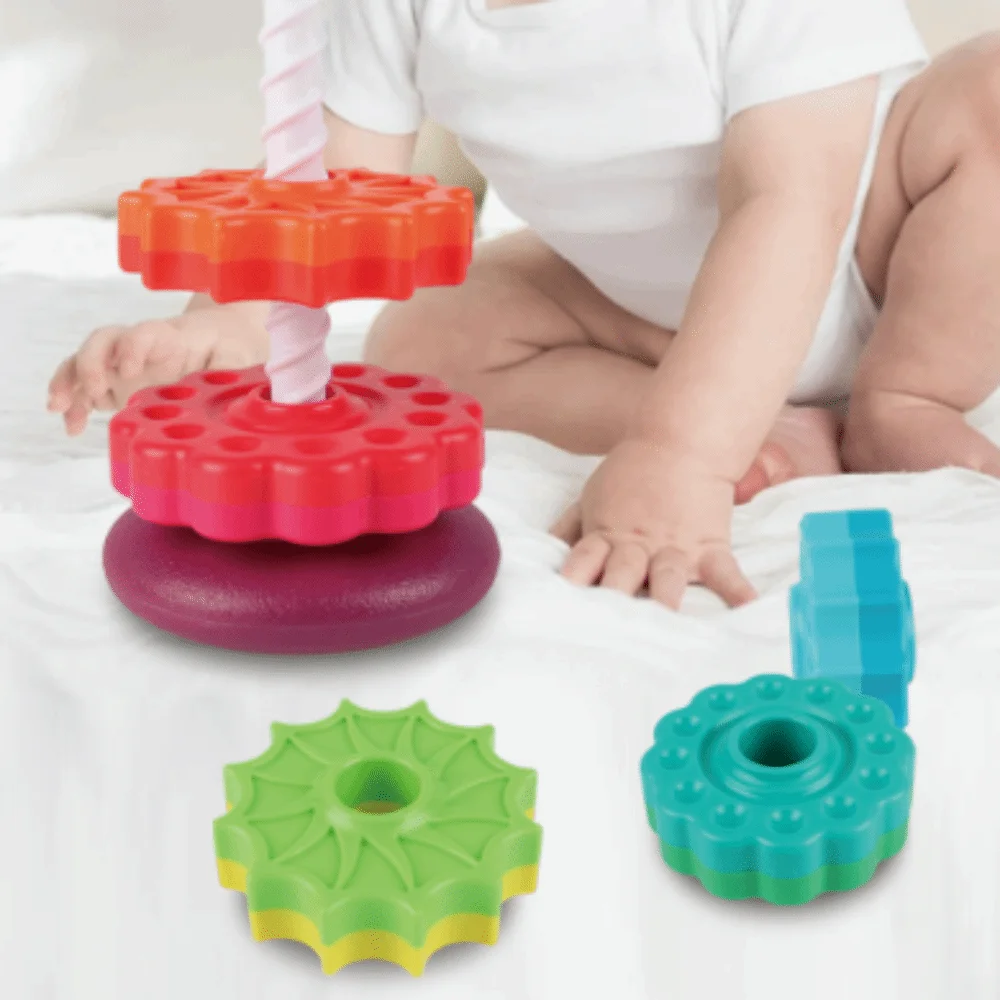 Montessori Rotating Rainbow Tower Safety Spinning Colored Children's Toys Environmental Protection Early Educational