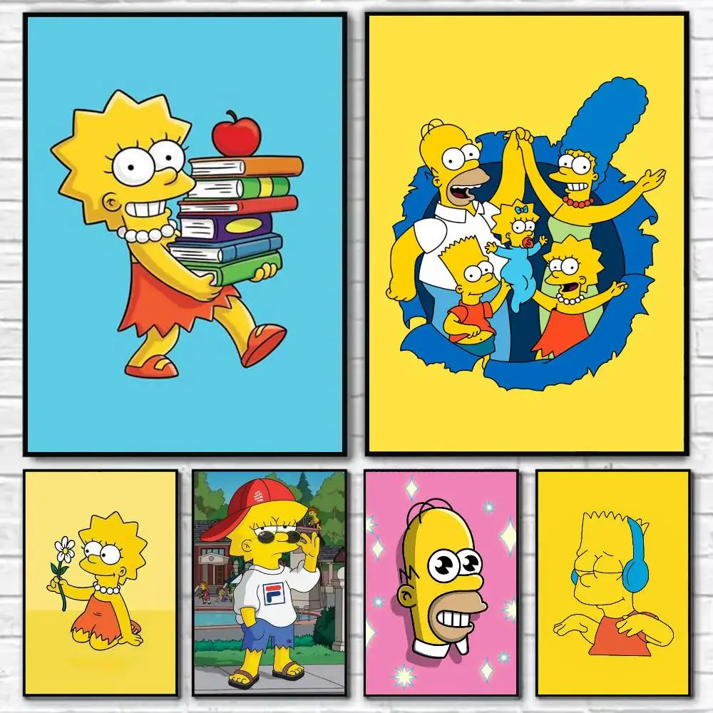 

The S-Simpsons Anime Poster Self-adhesive Art Waterproof Paper Sticker Coffee House Bar Room Wall Decor