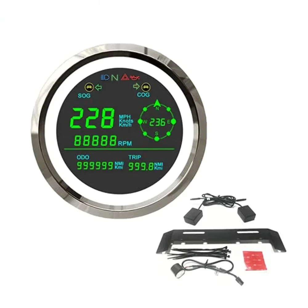 ELING 85mm(3 3/8'') Speedometer 0-299km/h Knots MPH Odometer With 0-19999RPM Tachometer for Car Boat RV Motorcycle With BSD