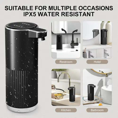 Imagen 1 del producto Dispensador de jabón de cocina con sentido automático, eléctrico, inteligente, recargable, ajustable, resistente al agua, IPX5, 360ML