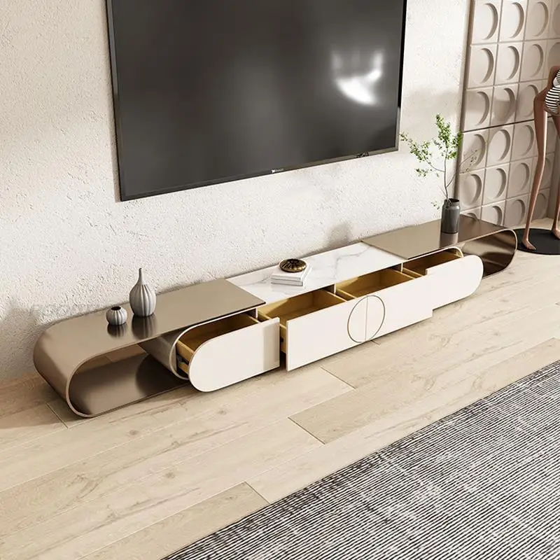 Living Room Center Coffee Table Oval Table For Home Stable Stainless Steel Frame In Black  Gold Smooth Stone Desktop Tv Cabinet