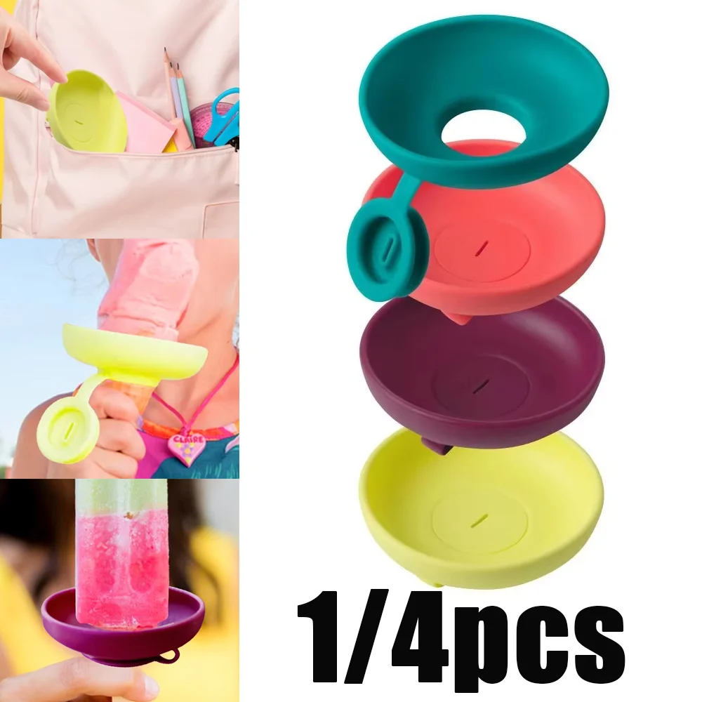 1/4Pcs Drip Free Popsicle Holder Color Silicone Portable Reusable Holder For Summer Originality Kids Ice Cream Party Treats Rack