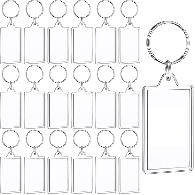 Top-150 Pack Clear Acrylic Photo Picture Keychain Blank Photo Insert Keyring DIY Personalize Favor For Family Friends