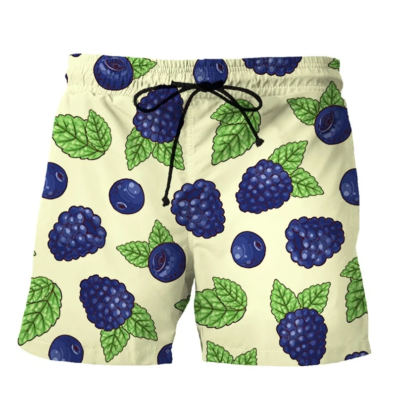 Calça curta com estampa de frutas limão para homens, calça melancia abacaxi, calção de praia de verão, moda casual, 3D