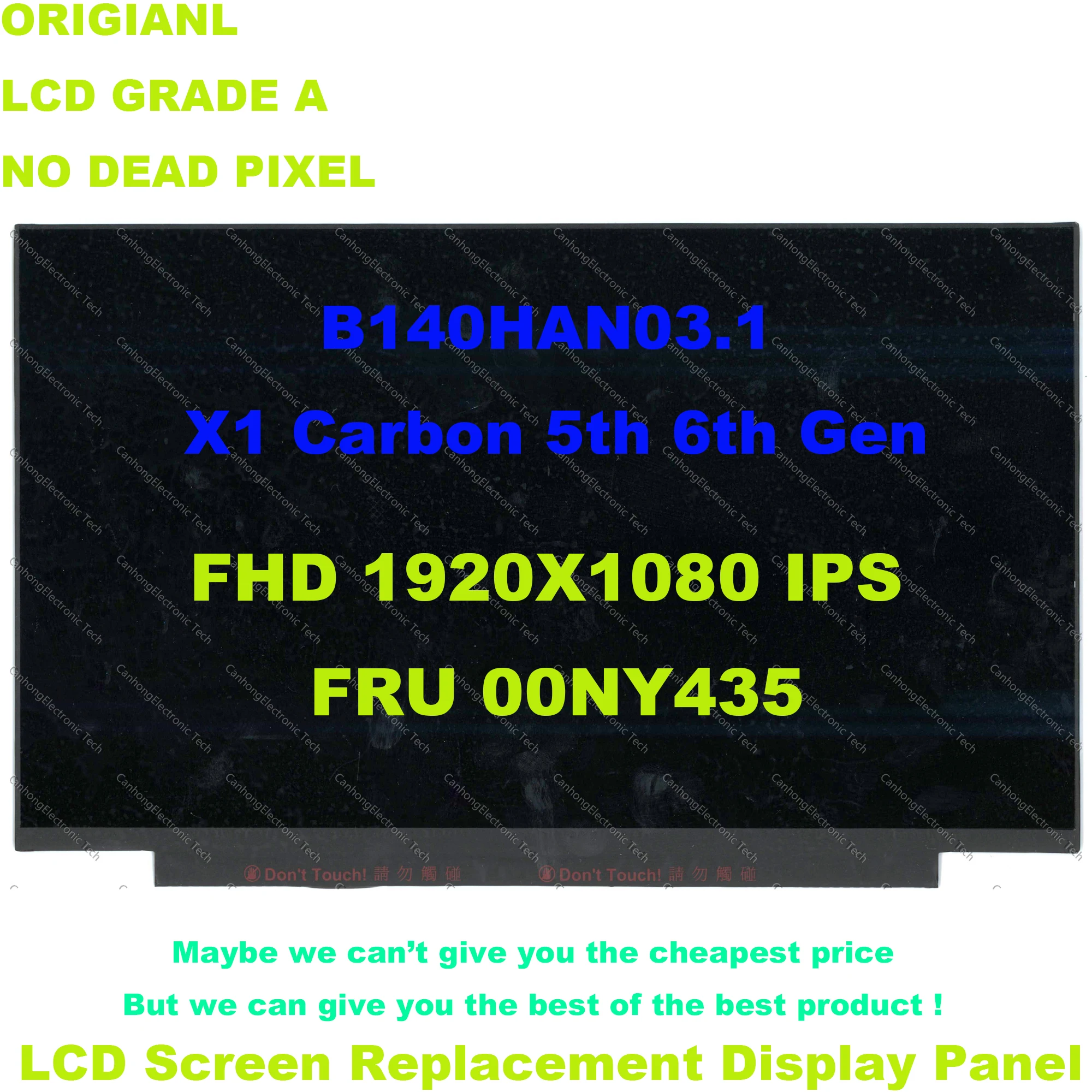 

New B140HAN03.1 Laptop For Lenovo ThinkPad X1 Carbon 5th 6th Gen LCD screen panel FHD 1920*1080 IPS FRU 00NY435