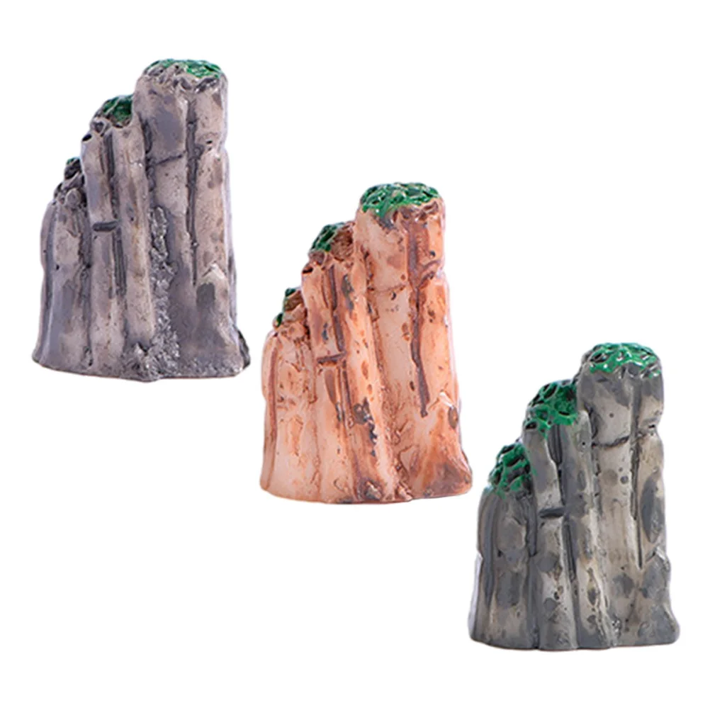 

3pcs Miniature Mountain Models Natural Resin Aquarium Decor Fish Tank Landscape Ornament Indoor Mini Bonsai Mountain Decor