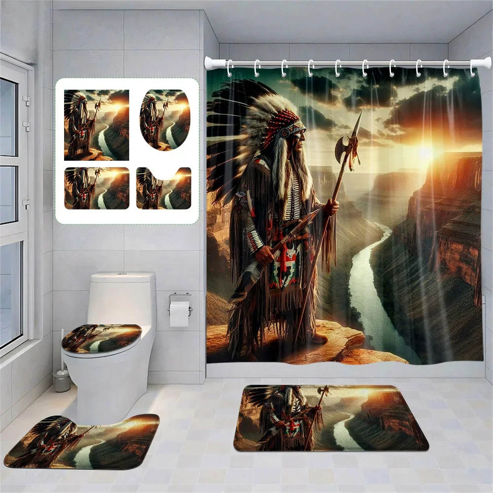 Home shower curtains bathroom Decora waterproof fabric non-slip bath mat water absorption curtain Modern Nordic Egypt pharaoh