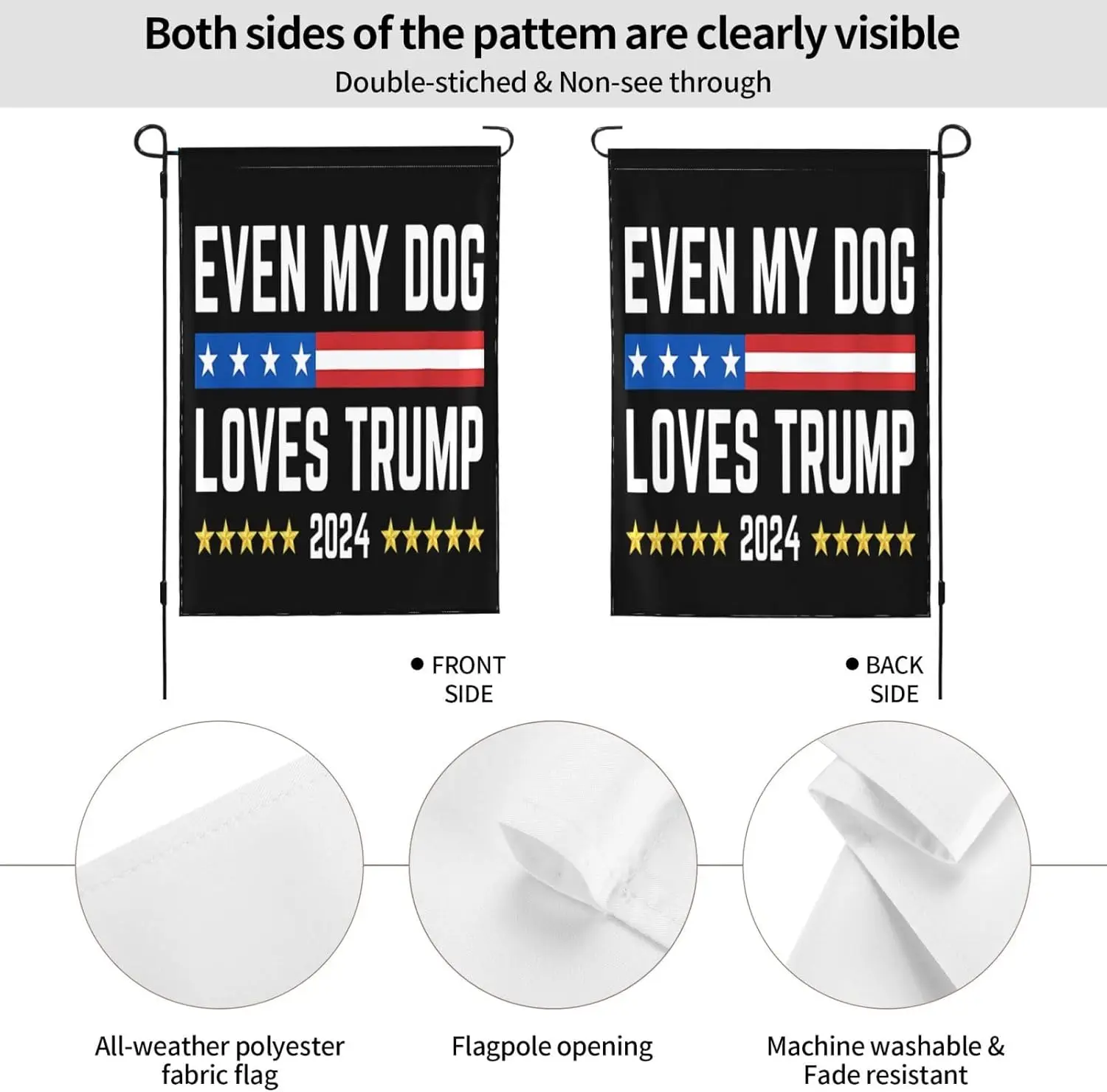 Even My Dog Loves Trump 2024 Garden Flag Anti Bi-Den Garden Flag Double Sized 12X18 Vertical Outdoor House Yard Flag Decoration