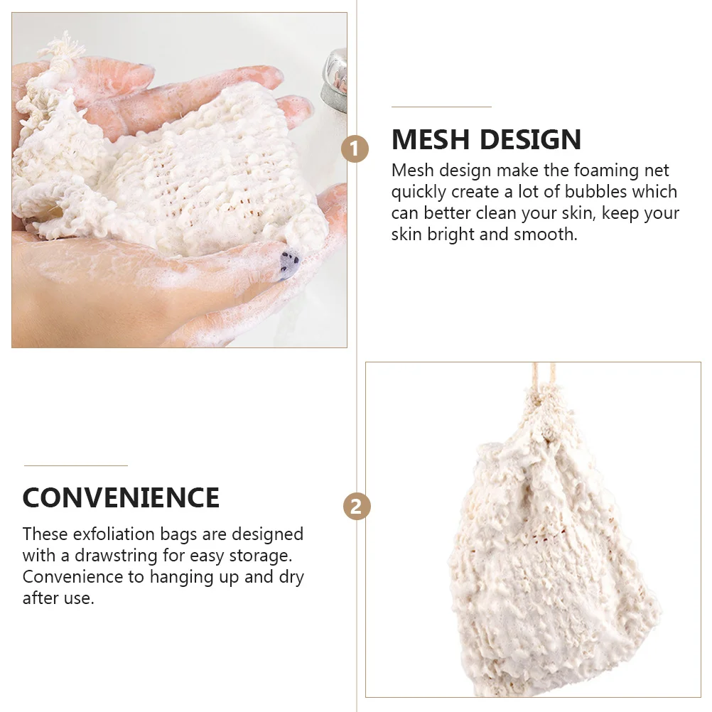 

5 шт., сетчатый отшелушивающий мешок для ванны для душа, уход за кожей, осветление и гладкость, светло-желтый мешок для мыла
