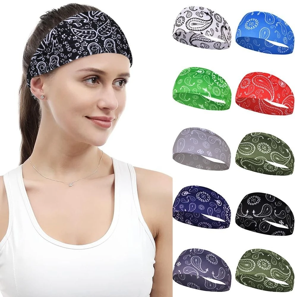 Paisley Print Elastic Hairband Fashion Headbands For Women Men Running Fitness Yoga Hair Bands Stretch Makeup Hair Accessories