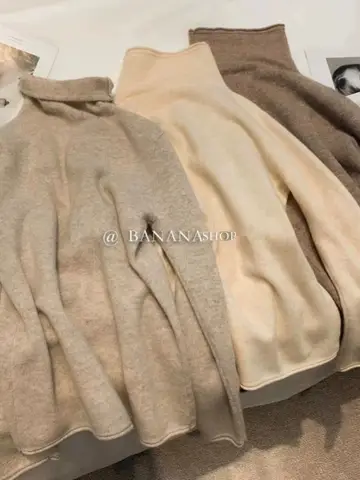 100 % ren kashmirtröja damtröja med polotröja och höstvinterpäls, pälskrage, stickad tröja med rullad kant nedtill 8 best sales kashmirtröja kvinna - №3