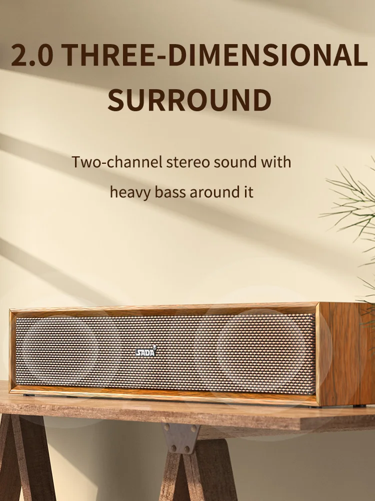 Speaker Wooden computer speaker desktop home laptop Bluetooth wireless desktop wired small subwoofer