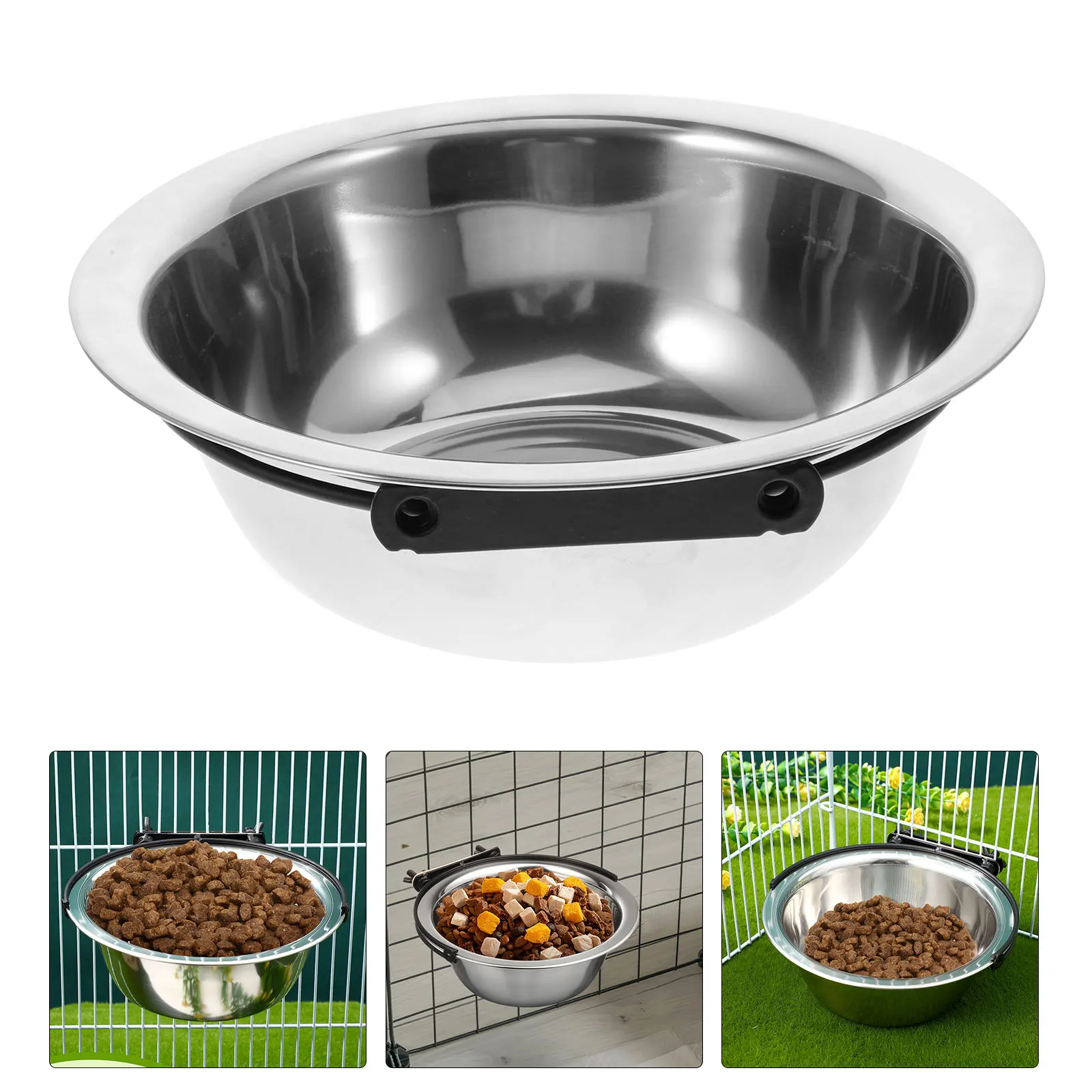 

Dog Stainless Steel Bowl Sturdy Metal Toilet The Fence Student Hanging Pet Bowls for Crate