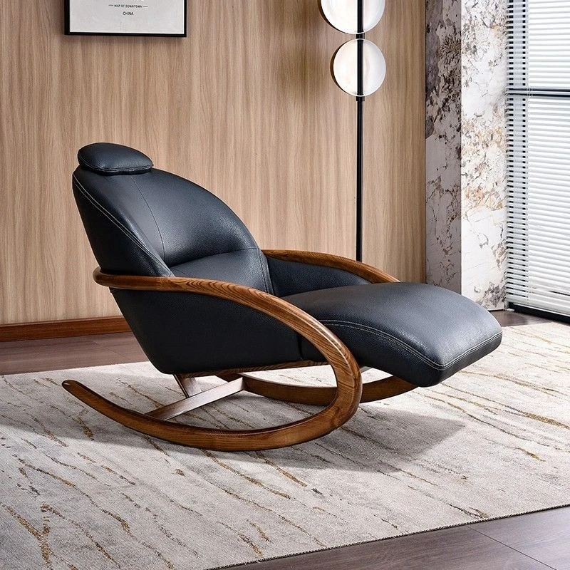 كرسي هزاز من الخشب الصلب الصيني الجديد، كرسي ترفيهي مصمم لغرفة المعيشة، كرسي أريكة فردي للشرفة