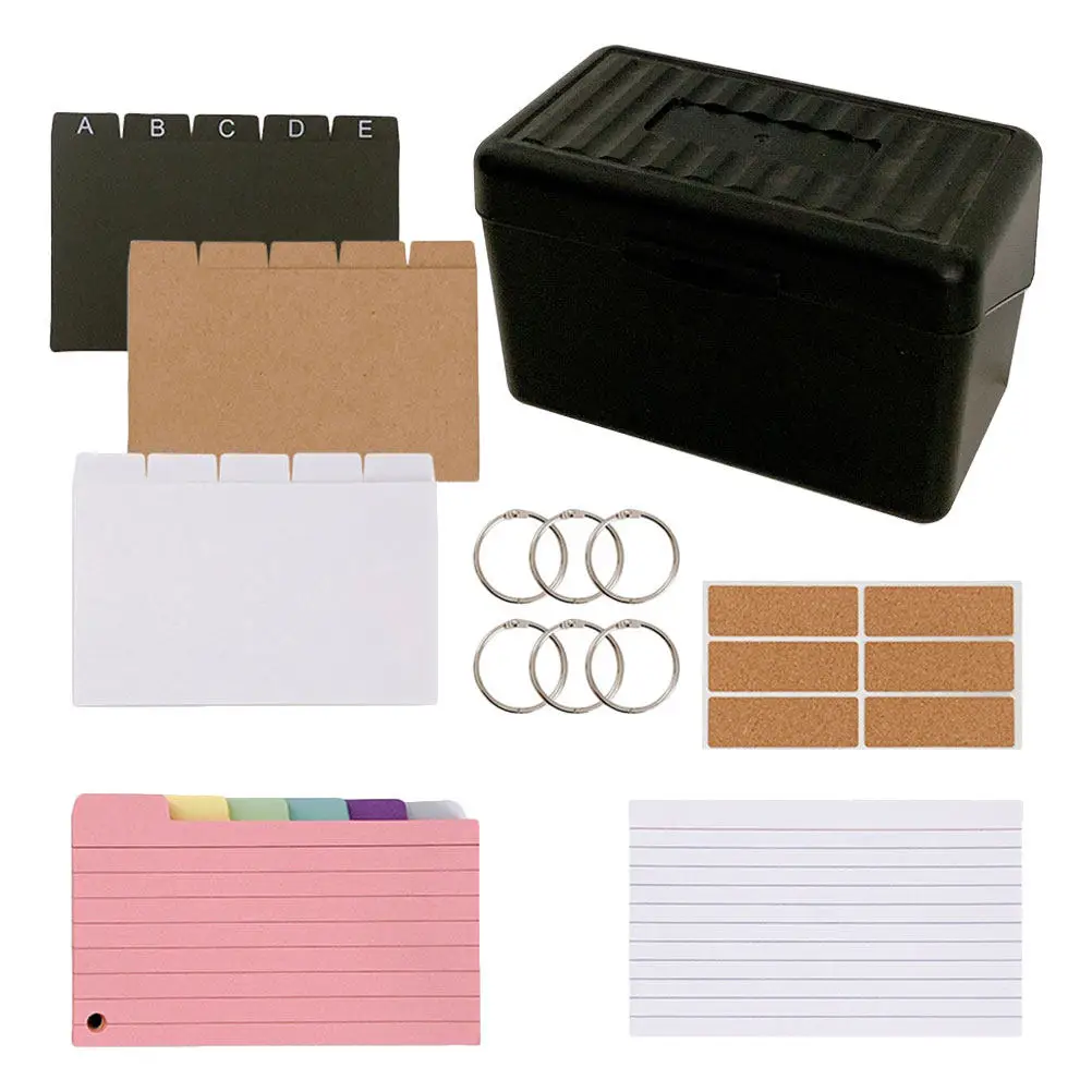 Lined Index Cards Set in Multiple Colors with Sturdy Storage Box Ideal for Notes Recipes Study Flashcards Office Tasks Card