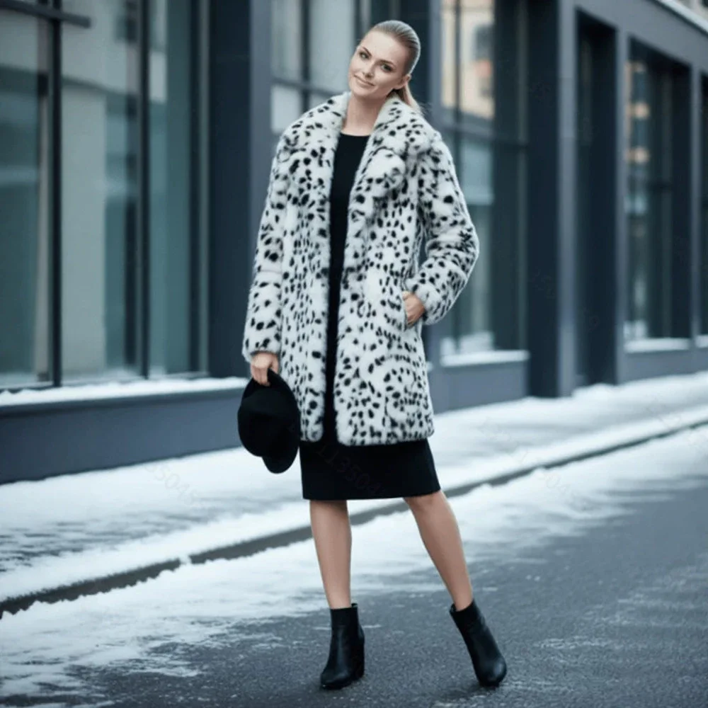 Winter Mid-length Fur Coat Warm Winter Faux Fur Jacket Women Puffy Soft Fur Coats Luxury Brand Outerwear Streetwear Jackets Chic