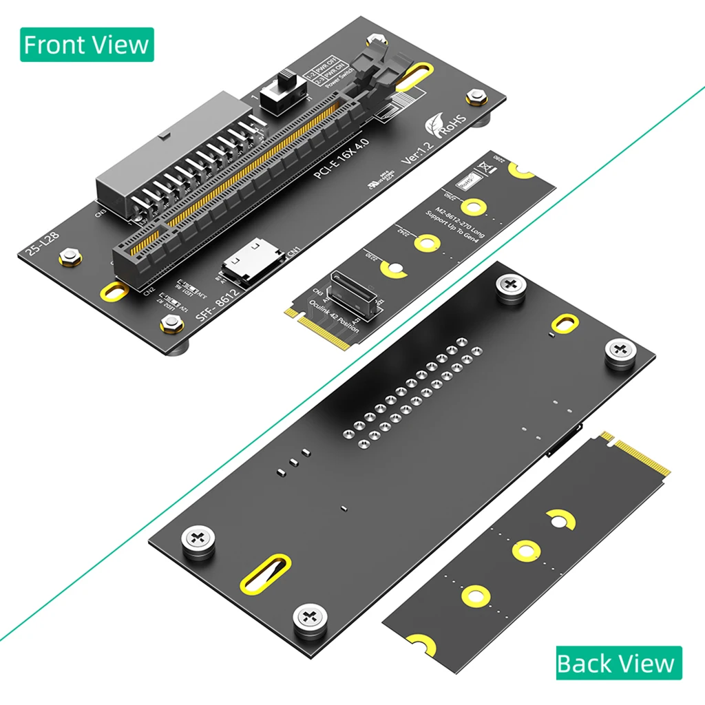 M.2 NVMe zu OCuLink PCIe 4.0 Adapter-Kit, für externe Grafikkarten EGPU & Mini-PC, inklusive Stromkabeln 24+6PIN – Detail 24