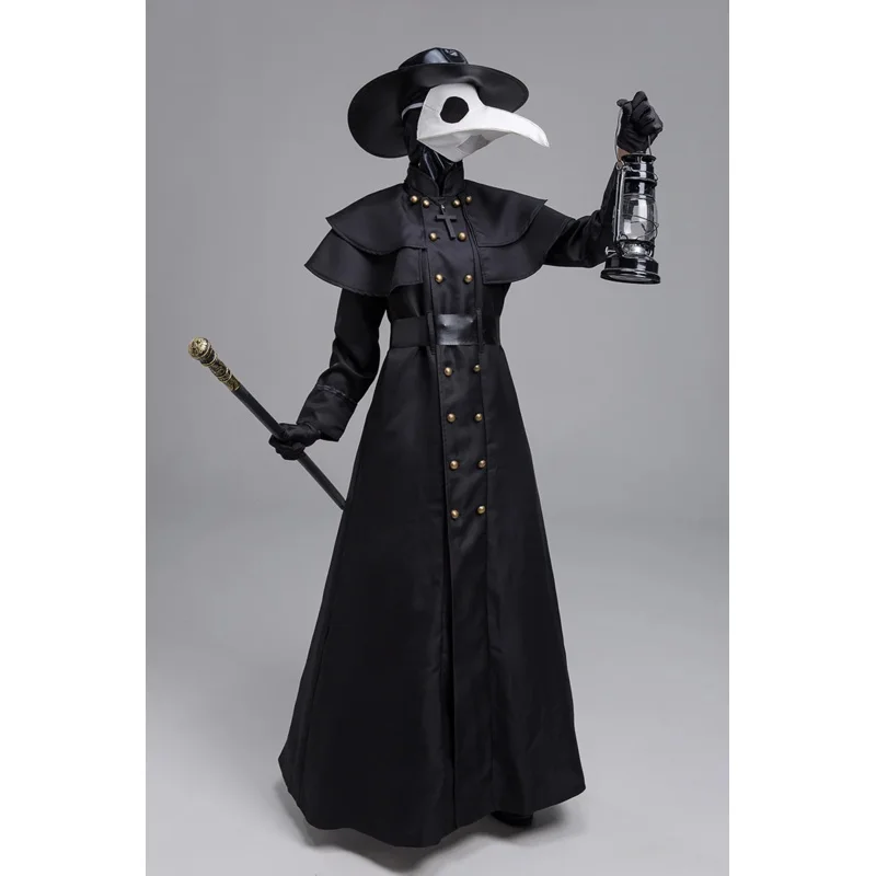 Robe d'Halloween à Capuche Médiévale pour Homme, Costume de Médecin de la Pandémie, Masque, Chapeau, Moine, Cosplay, Steampunk, Prêtre, Horreur, Magicien, Everak, Cape 5XL