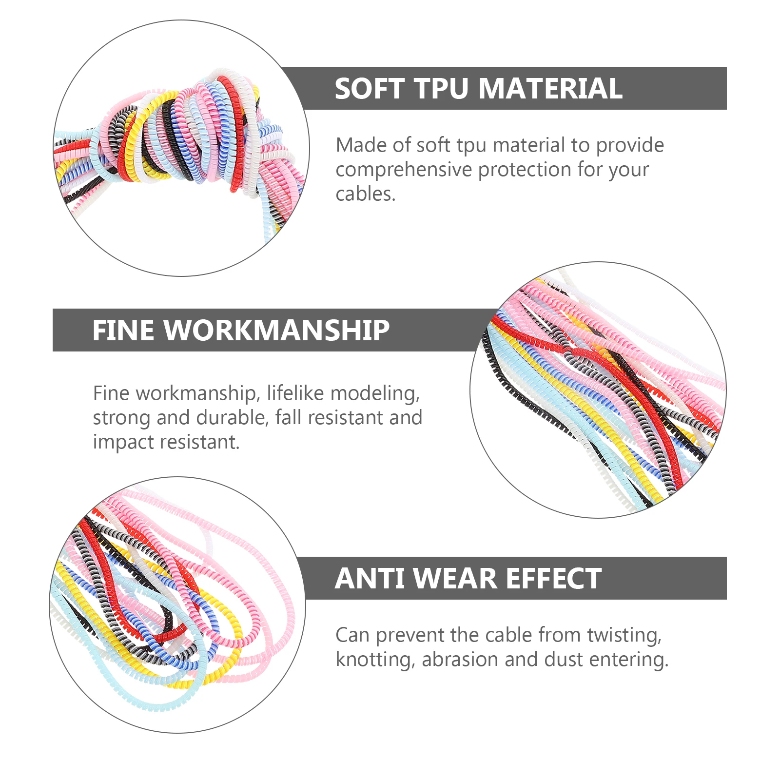 

12 Pcs Data Line Protection Rope Spiral Cable Protector Wire Sleeve Protective Cover Organizer