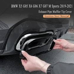 자동차 테일 머플러 배기 파이프 출력 커버, BMW X5 G05 X6 G06 X7 G07 2019-2021 M 스포츠 버전용 스테인레스 스틸, 바디 키트 트림