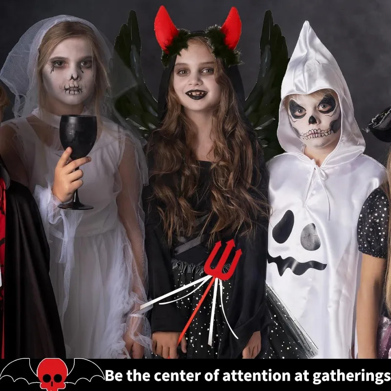 Ali di angeli neri, costumi di Halloween, angeli neri, accessori di abbigliamento da angelo, corno da diavolo, tridente da diavolo