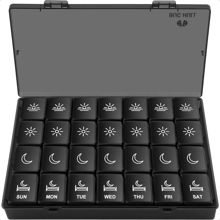 

XL Pill Organizer 4 Times a Day Large Weekly Pill Box for Travelling Portable Pill Cases 7 Day pill Container Removable Daily M