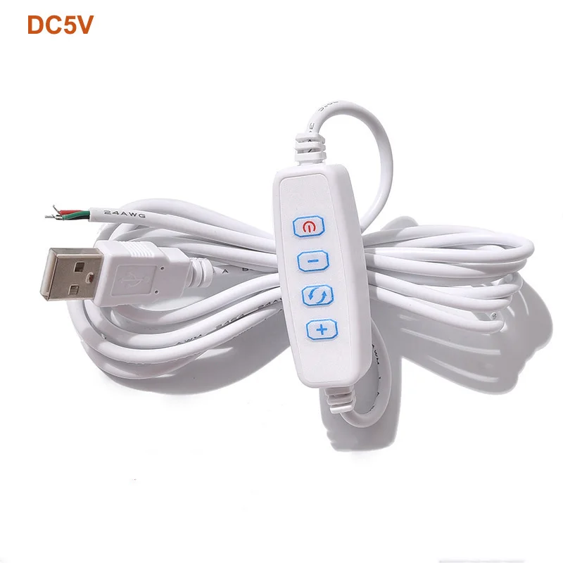 1/5 szt. Wtyk USB 3 kolory 3W tablica świetlna 46MM z 1.5M białym kabel przełącznika ściemniania