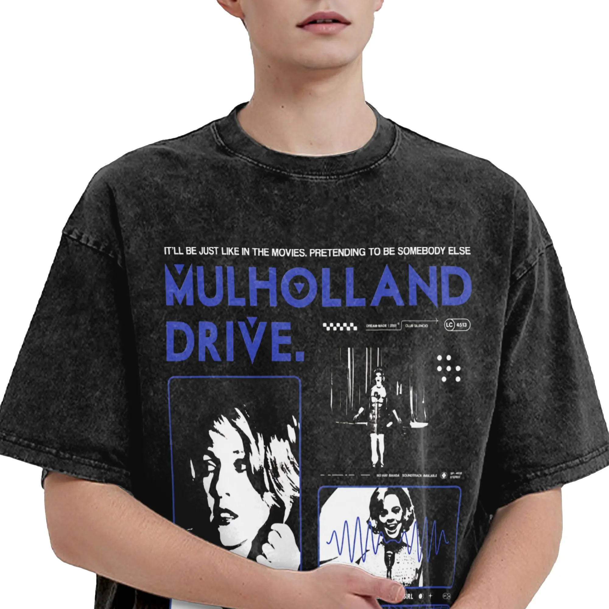 Mulholland Drive Merch Washed T Shirts for Men Women Streetwear Hip Hop T-Shirt Printed  Tees Tops Short Sleeve