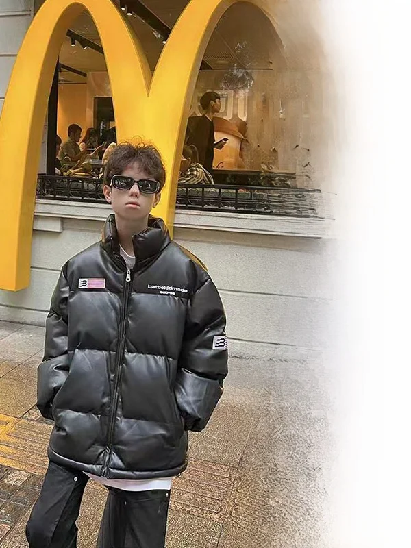 

Зимняя утепленная женская куртка-худи в американском стиле с молнией, с буквенным принтом, хлопковая, с воротником-стойкой, теплая верхняя одежда