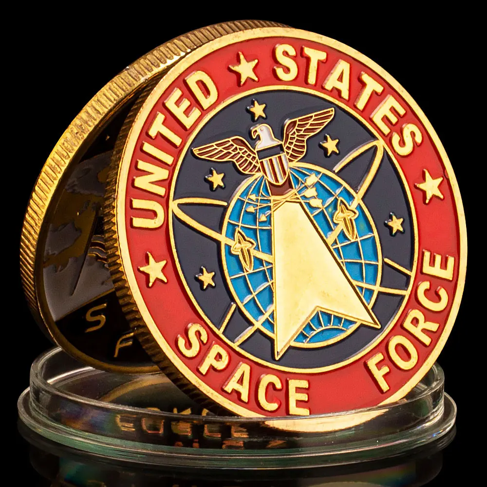 1 pcs United states space force gold plated commemorative coin challenge coin