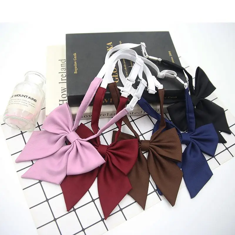 Fashion JK Bowties Solid Pink Blue Black 13cm Width Soft Cotton Butterfly Uniform DK Tie Women Daily Wear Shirt Cravat